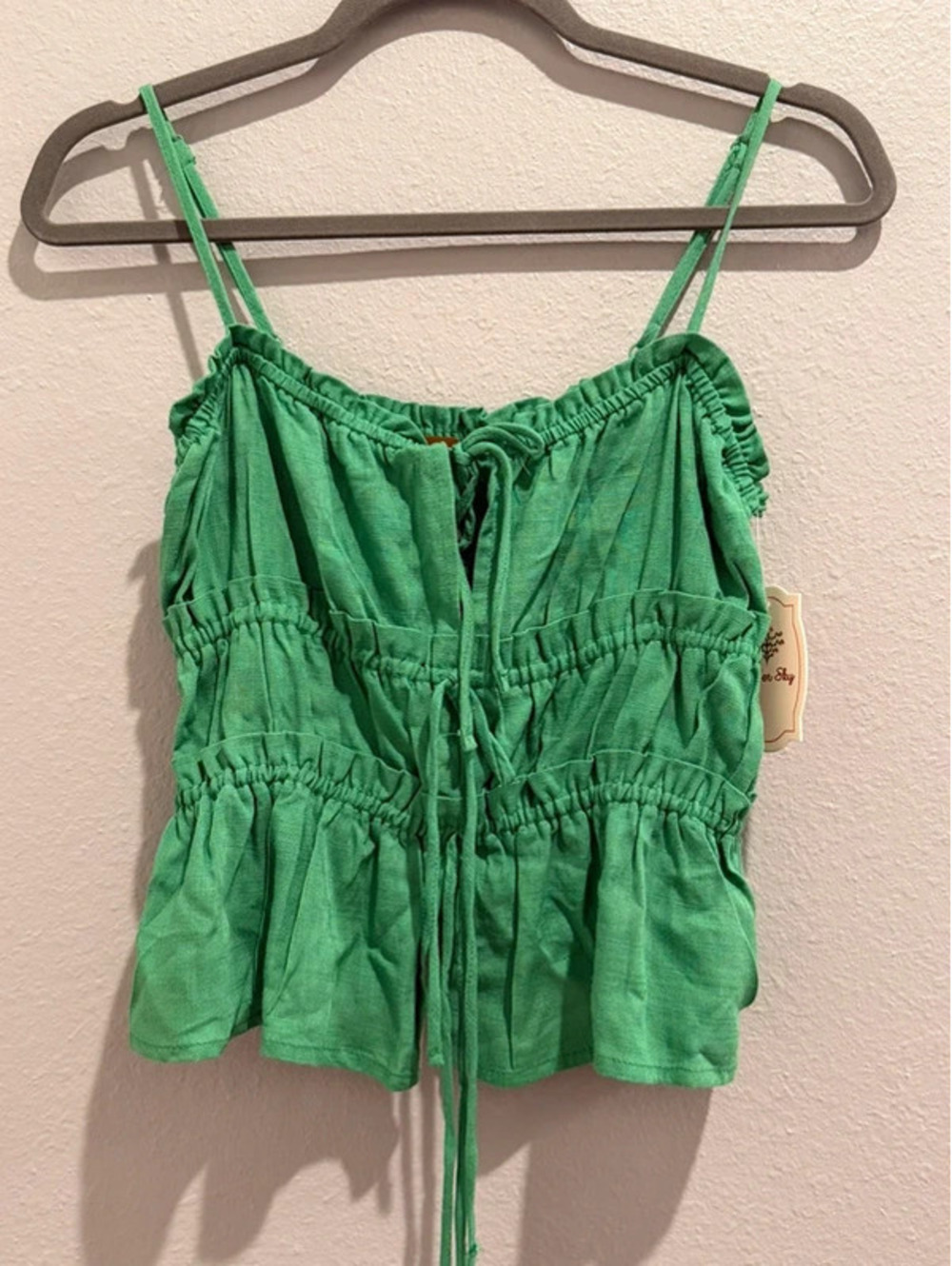 NWT Amber Sky Green Ruffled Cami Top
